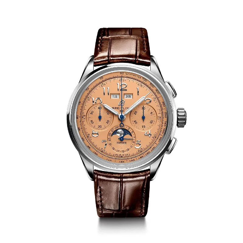 Leather Cuff Watches for a Bohemian LookBreitling PREMIER 825 DATORA Salmon Dial 42 AB2510201K1P1