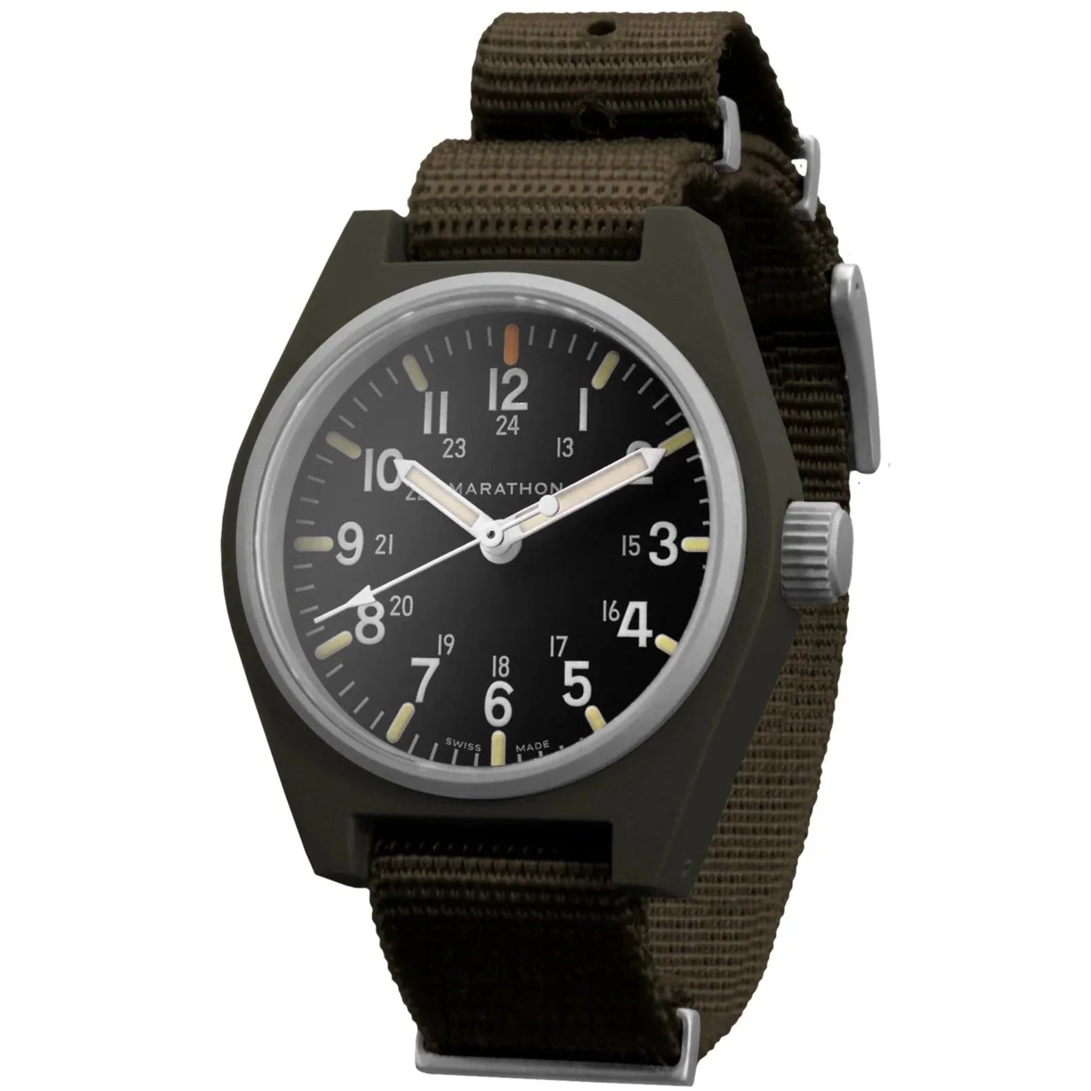 Designer Brand Watches with Unique Dial PatternsMarathon General Purpose Quartz with MaraGlo (GPQ) - 34mm No Government Markings Sage Green WW194009-SG-NGM