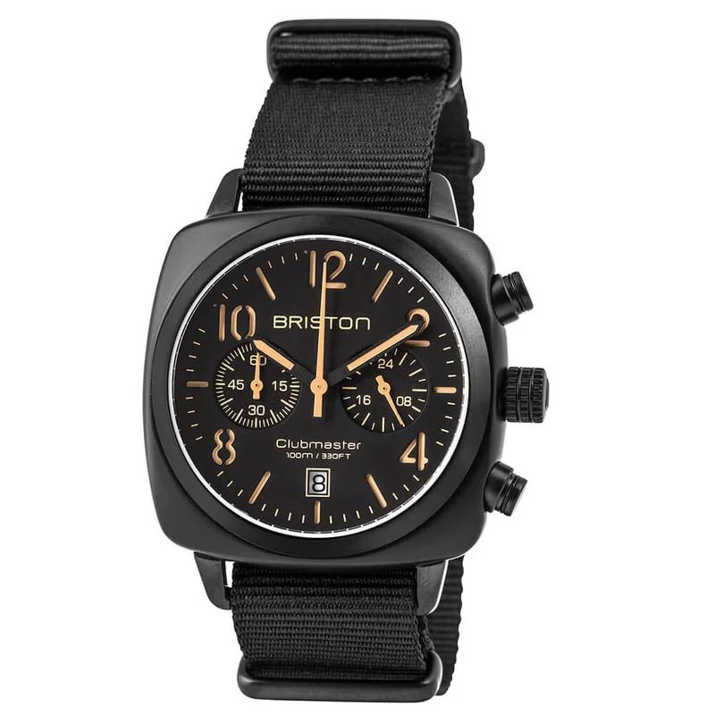 Designer Brand Watches with Unique Dial PatternsBriston Black Trendsetters Chronograph Watch 13140.PBAM.B.4.NB