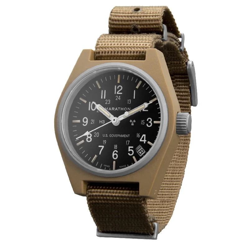 Hybrid Smartwatches with Traditional Watch AestheticsMarathon Desert Tan Pilot's Navigator - 41mm  No Governments Markings Ballistic Nylon Desert Tan WW194001-S-DT-D