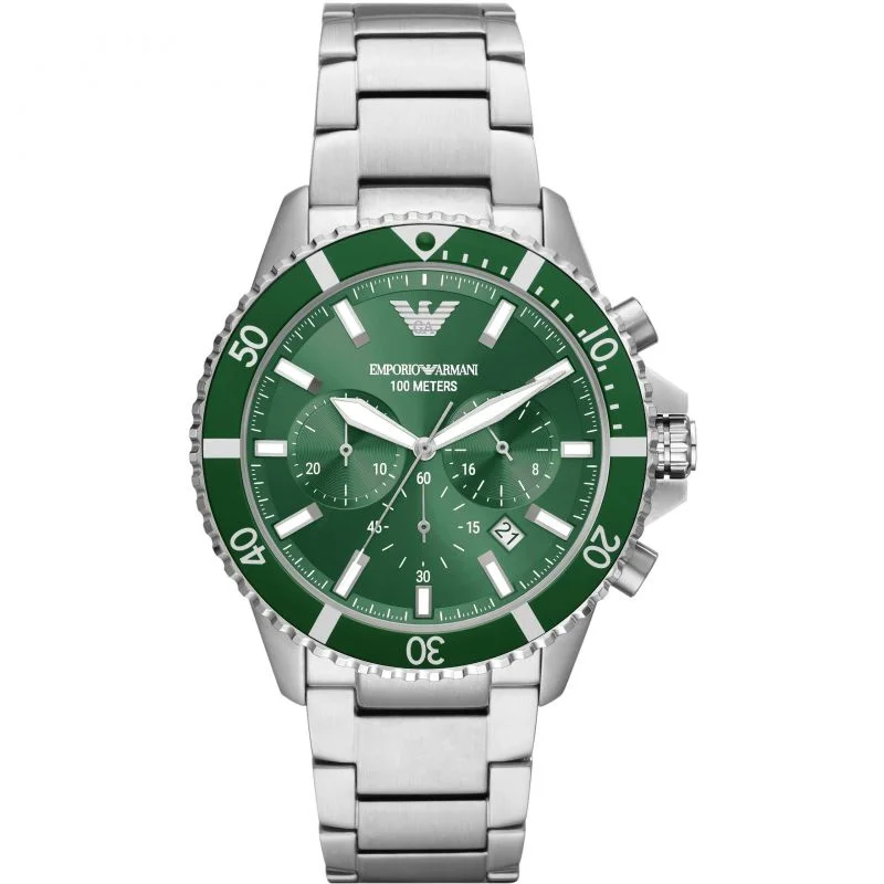 Analog-Digital Hybrid Watches for Dual FunctionalityEmporio Armani Men's Watch Diver Chronograph 43mm Green AR11500