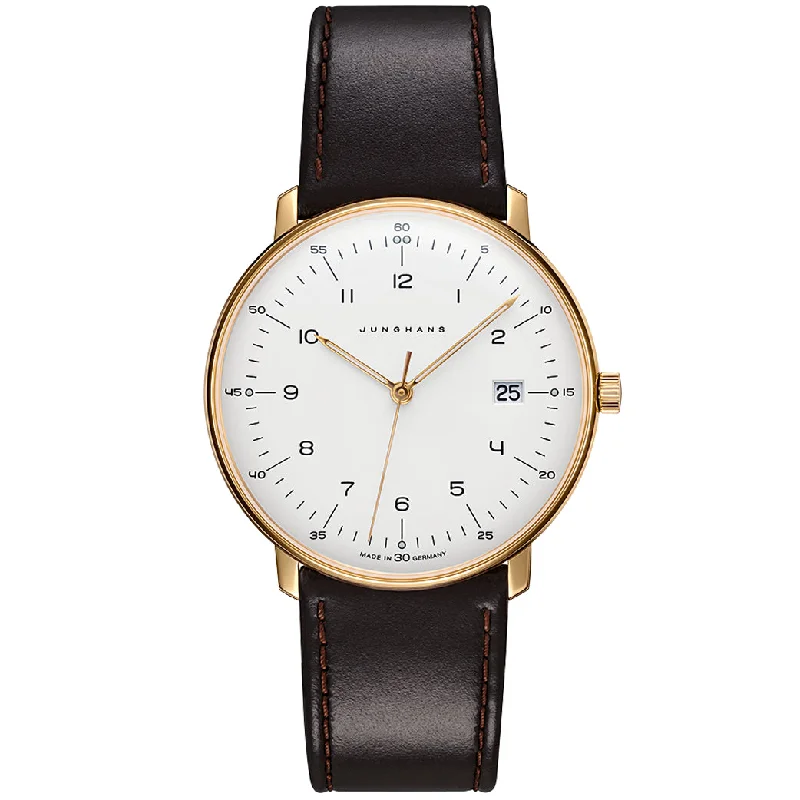 Round Dial Watches with Roman NumeralsJunghans Max Bill Quartz Men's Brown Watch 41/7872.02