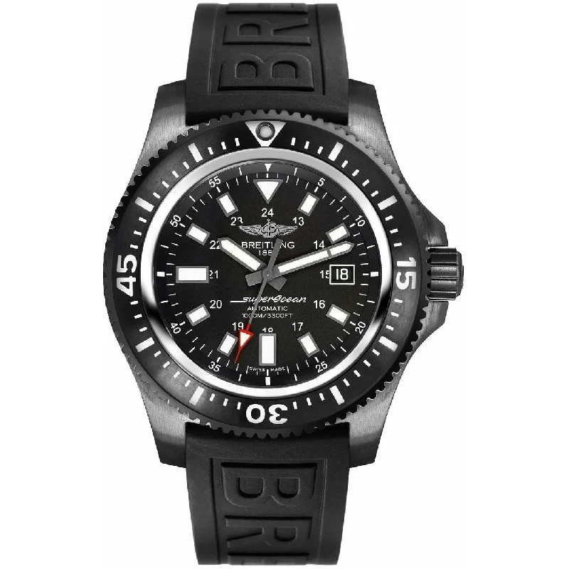 Military Style Watches with Luminescent HandsBreitling Men's M1739313-BE92-153S Superocean Black Rubber Watch