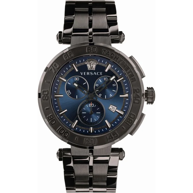 Military Style Watches with Luminescent HandsVersace Greca Chrono Men's Black Watch VEPM00620