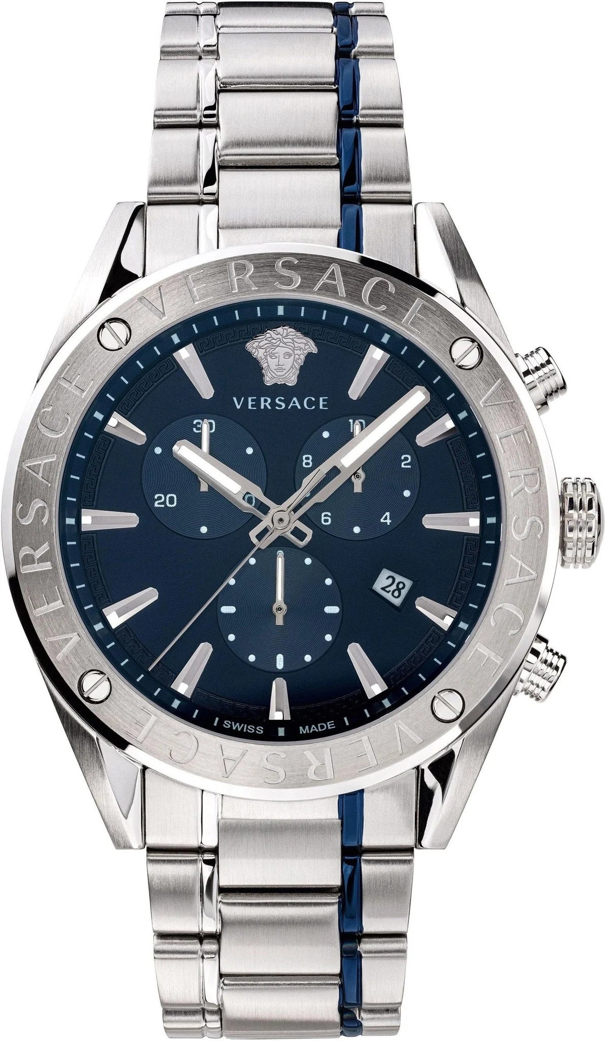 Watches with Dauphine-Style Hands for an Elegant LookVersace Men's Watch V-Chrono Blue Bracelet VEHB00519