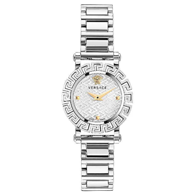 Watches with Multiple Time Zone DisplaysVersace Greca Glam Ladies Silver Watch VE2Q00322