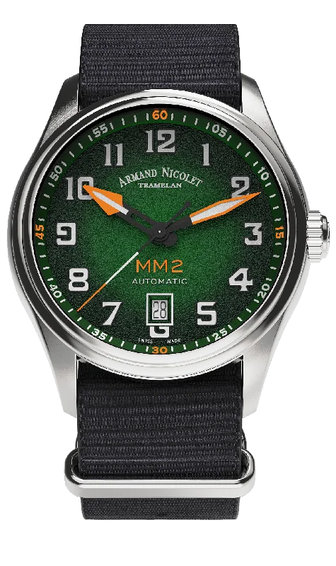 Dressy Watches for Evening EventsArmand Nicolet Men's Watch MM2 Date 41mm Green A740P-NV-BN22481AANN