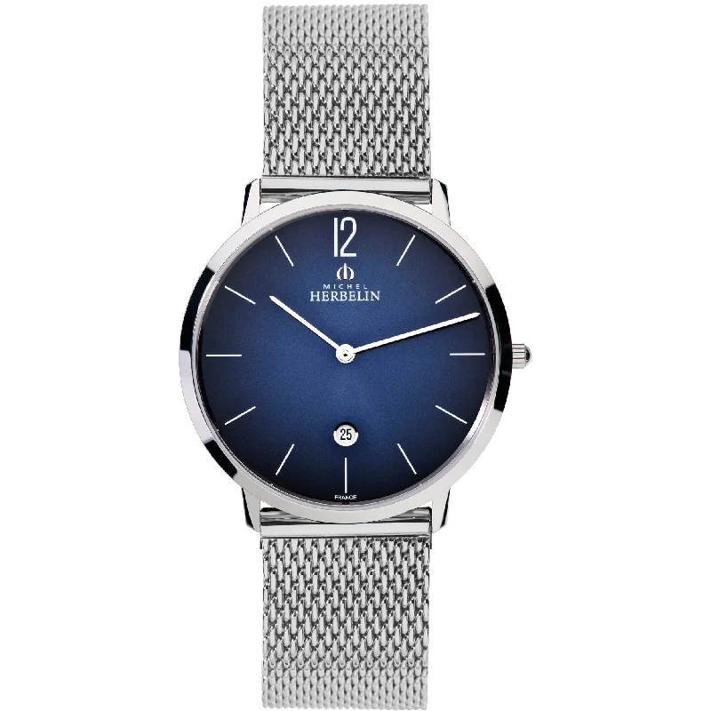 Fashionable Quartz Watches for Women with Leather StrapsHerbelin City Men's Blue Watch 19515/15B