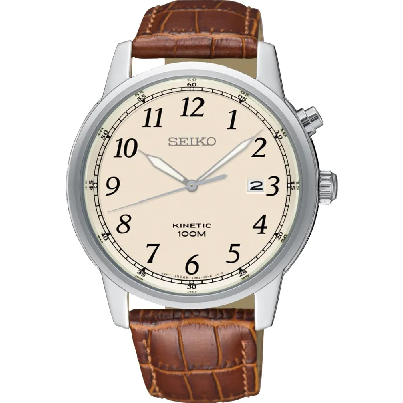 Traveler’s Watches with World Time FunctionSeiko Kinetic Men's Beige Watch SKA779P1