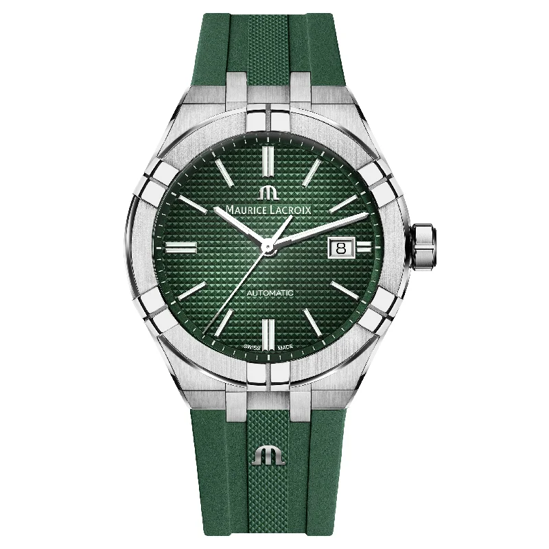 Budget-Friendly Quartz Watches for StudentsMaurice Lacroix Men's Green Aikon Automatic Rubber Watch AI6008-SS000-630-5