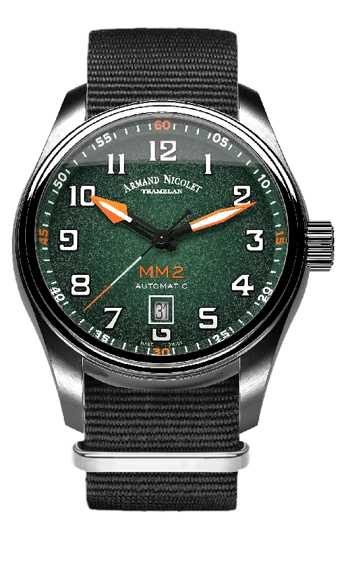 Ceramic Cased Watches with Mother-of-Pearl DialsArmand Nicolet Men's Watch MM2 Date 43mm Green A640P-NV-BN22481AANN