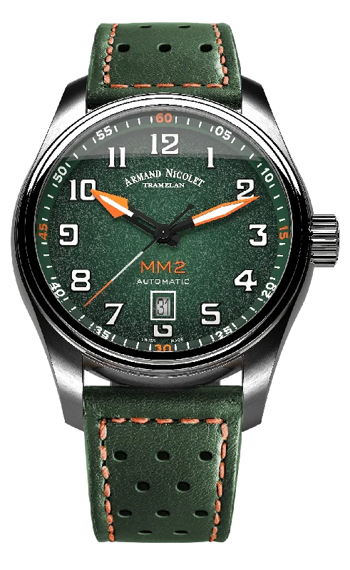 Analog-Digital Hybrid Watches for Dual FunctionalityArmand Nicolet Men's Watch MM2 Date 43mm Green A640P-NV-BP22641VAO