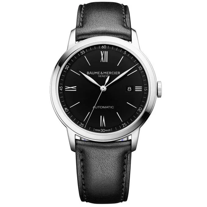 Leather Band Watches with Quick-Release BucklesBaume & Mercier Men's Black Classima Watch 10453