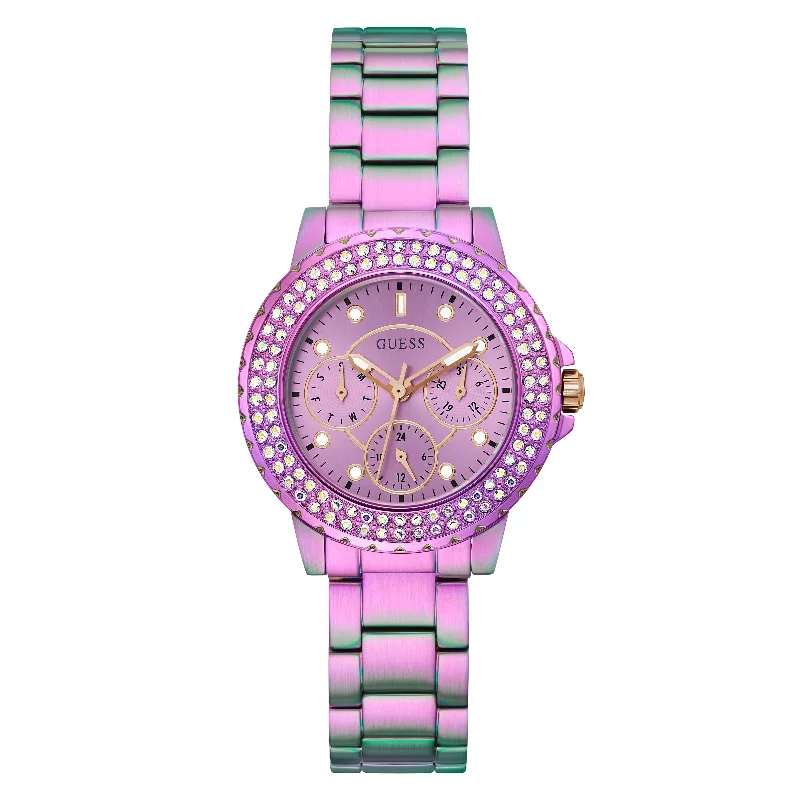 Watches with Silicone Straps for a Soft FeelGuess GW0410L4 Ladies Crown Jewel Iridescent Watch