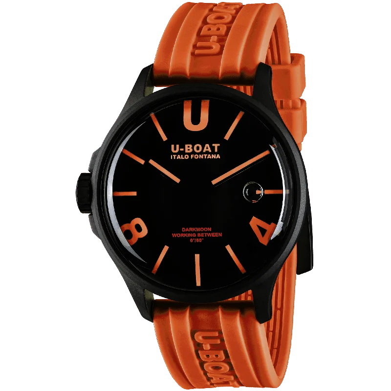 Watches with Engraved Dials for PersonalizationU-Boat Watch Darkmoon 44 Orange Black Curved PVD 9538/A