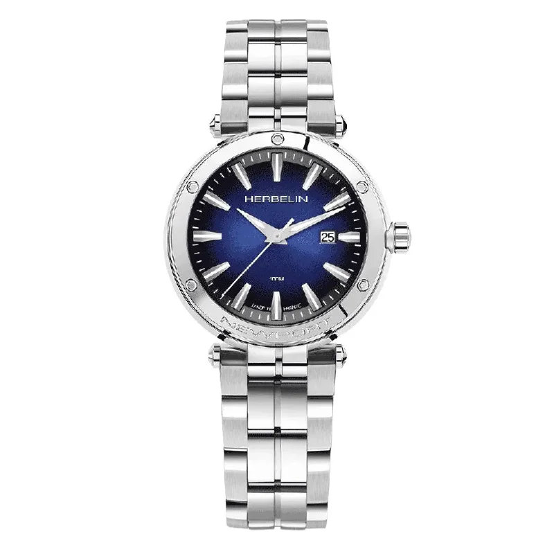 Watches with Heart Rate and Blood Pressure MonitorHerbelin Newport Ladies Blue Silver Watch 14288B15