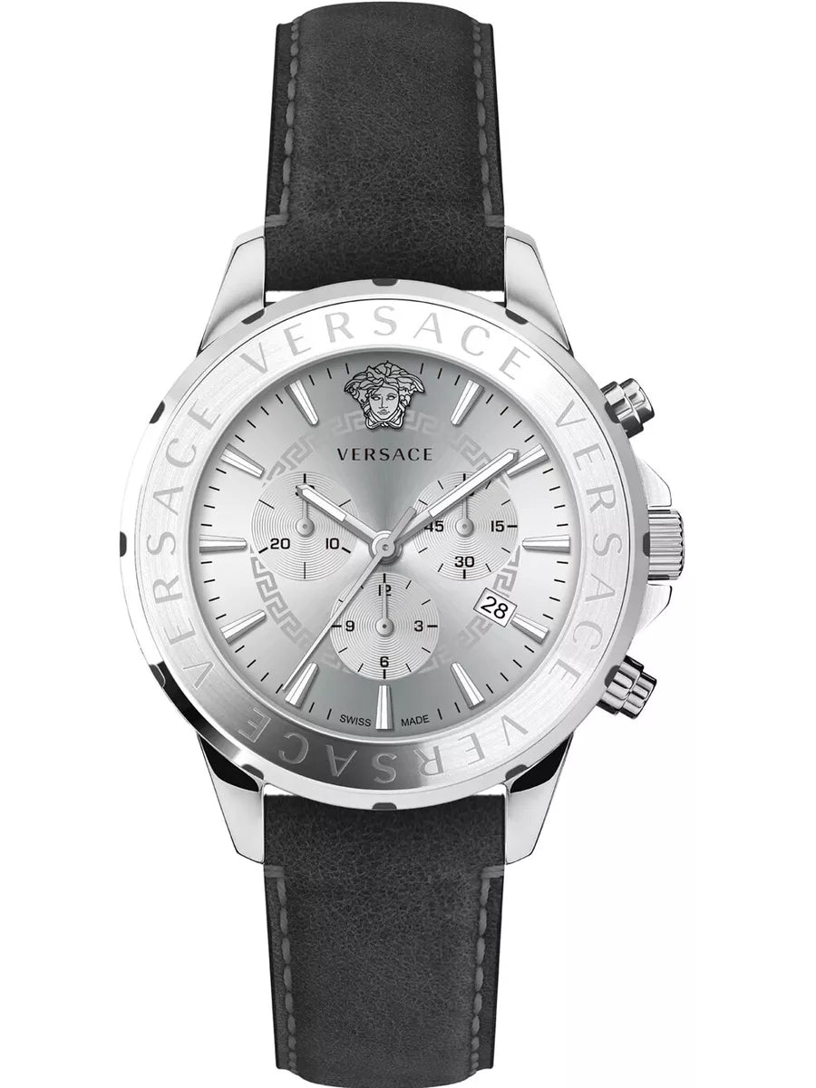 Leather Band Watches with Quick-Release BucklesVersace Men's Watch Chrono Signature Silver VEV601223