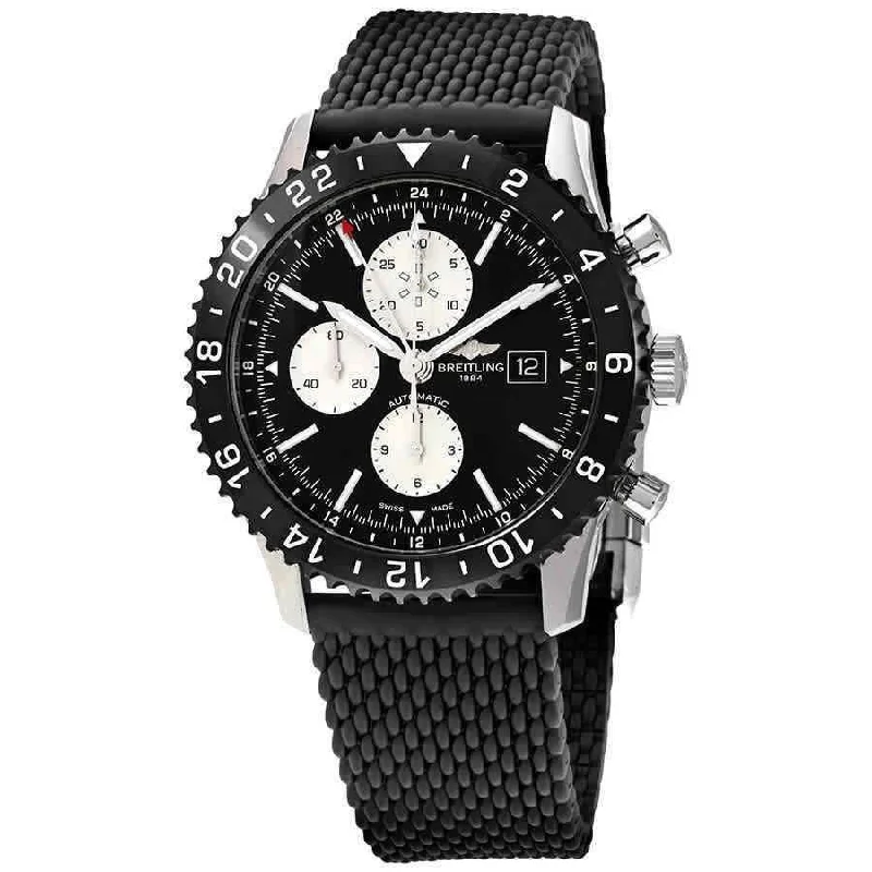 Skeleton Dial Mechanical Watches for Mechanics FansBreitling Men's Y2431012-BE10-256S Chronoliner Chronograph Black Rubber Watch