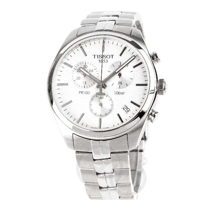 Stainless Steel Dress Watches for BusinessmenTissot Pr 100 Chronograph Men's Silver Watch T1014171103100