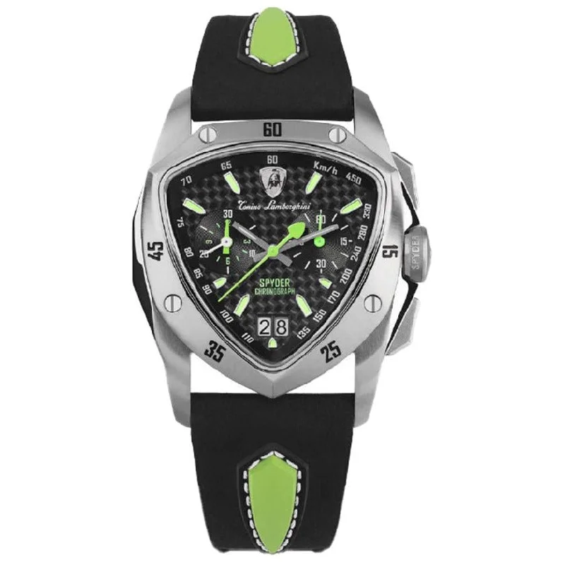 Watches with Glossy Finish Cases for a Shiny AppealTonino Lamborghini Men's Chronograph Watch New Spyder Green TLF-A13-3