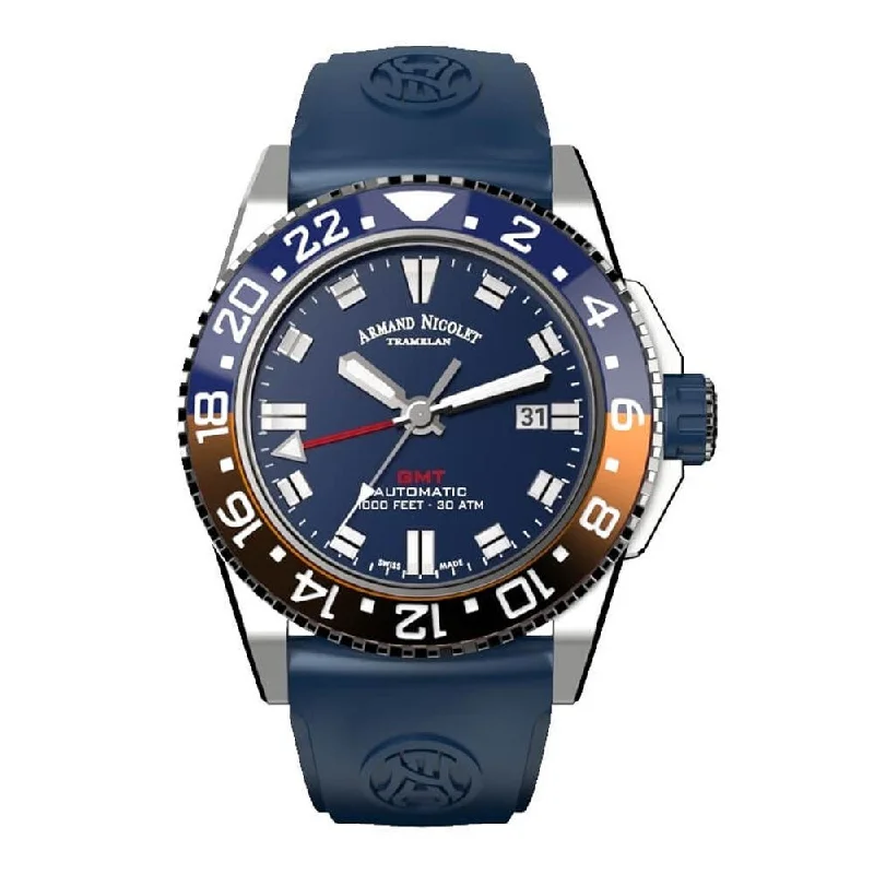 Luxury Brand Automatic Watches for MenArmand Nicolet JS9-44 GMT Blue