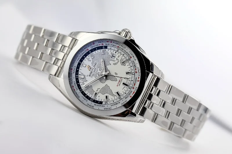 Round Dial Watches with Roman NumeralsBreitling Galactic Unitime White Dial