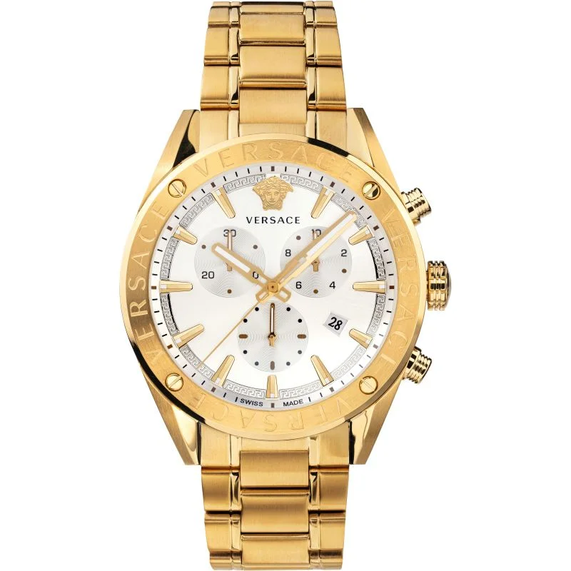 Men’s Dress Watches with Slim ProfilesVersace Men's Watch V-Chrono Gold Bracelet VEHB00719