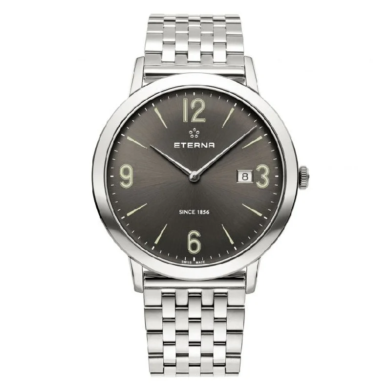 Wristwatches with Second Time Zone FeatureEterna Watch Men's Eternity Grey Steel Automatic 2730.41.58.1746