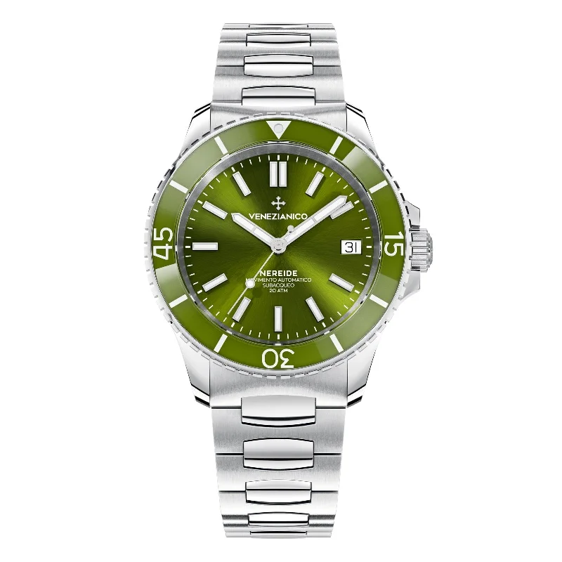 Chronograph Watches for Sports EnthusiastsVenezianico Automatic Watch Nereide 39 Canova Bracelet Green 3121501C