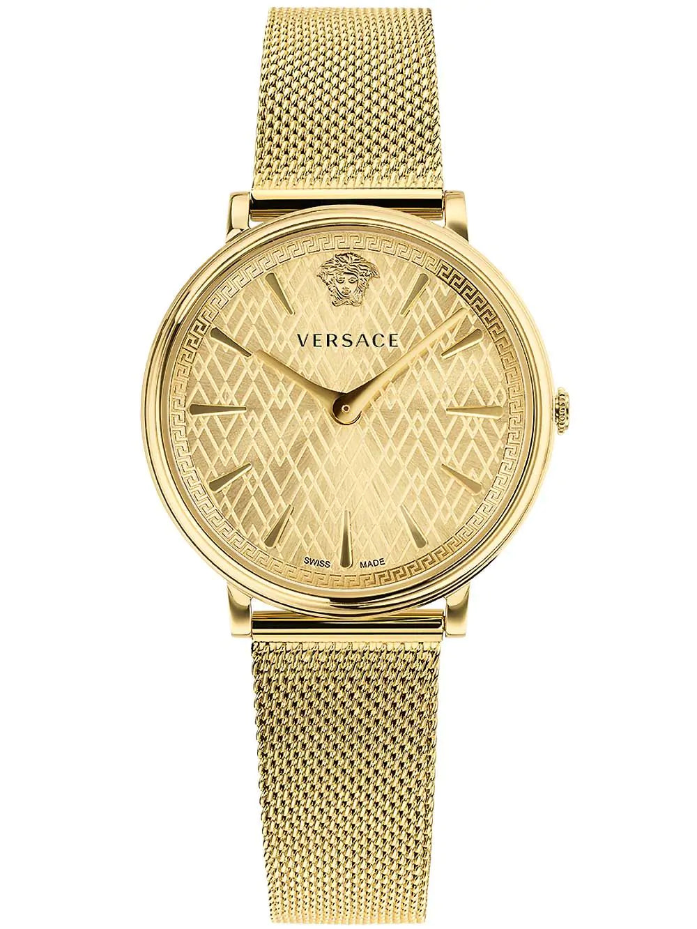 Designer Brand Watches with Unique Dial PatternsVersace Ladies Watch V-Circle 38mm Gold VE8100619