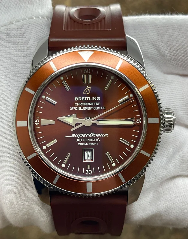 Wristwatches with Second Time Zone FeatureBreitling Superocean Heritage 46 A17320 Brown Dial Automatic Men's Watch