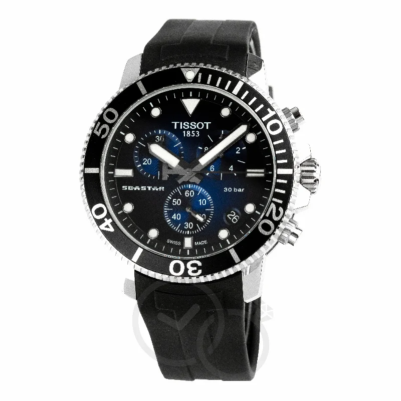 Watches with Baton-Style Hands for a Classic LookTissot Seastar 1000 Chronograph Men's Blue Watch T1204171704100