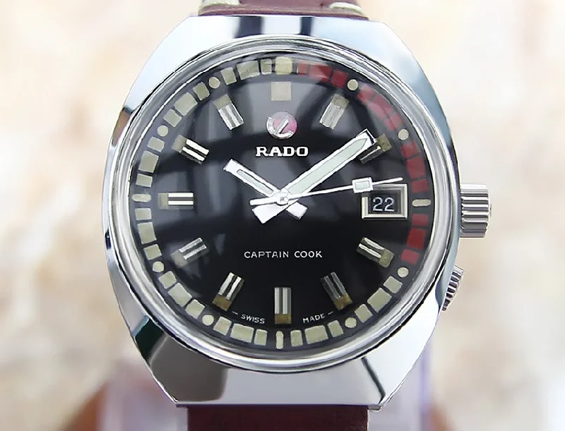 Military Style Watches with Luminescent HandsRare Gift Watch: Rado Rare Mens Captain Cook Swiss Auto 37mm Watch